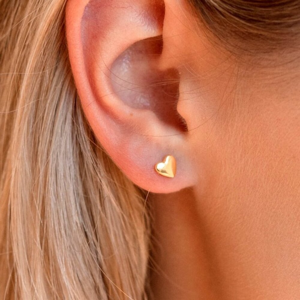 💖 Heart Stud Earrings Stainless Steel Gold Trendy Jewelry Love